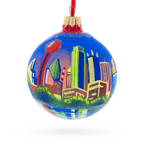 Dallas, Texas, USA Glass Christmas Ornament 3.25 Inches in Multi color Round