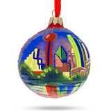 Dallas, Texas, USA Glass Christmas Ornament 3.25 Inches in Multi color, Round shape