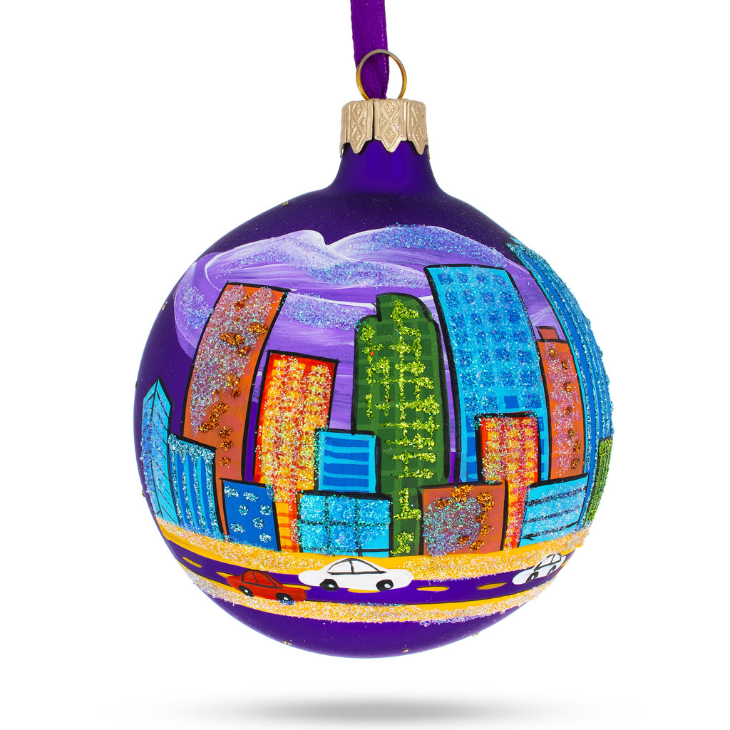 Glass Denver, Colorado, USA Glass Christmas Ornament 3.25 Inches in Multi color Round