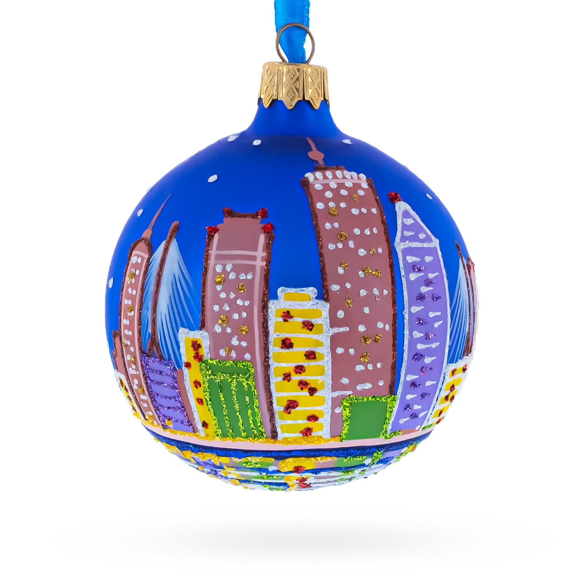 Boston, Massachusetts, USA Glass Ball Christmas Ornament 3.25 Inches in Multi color Round