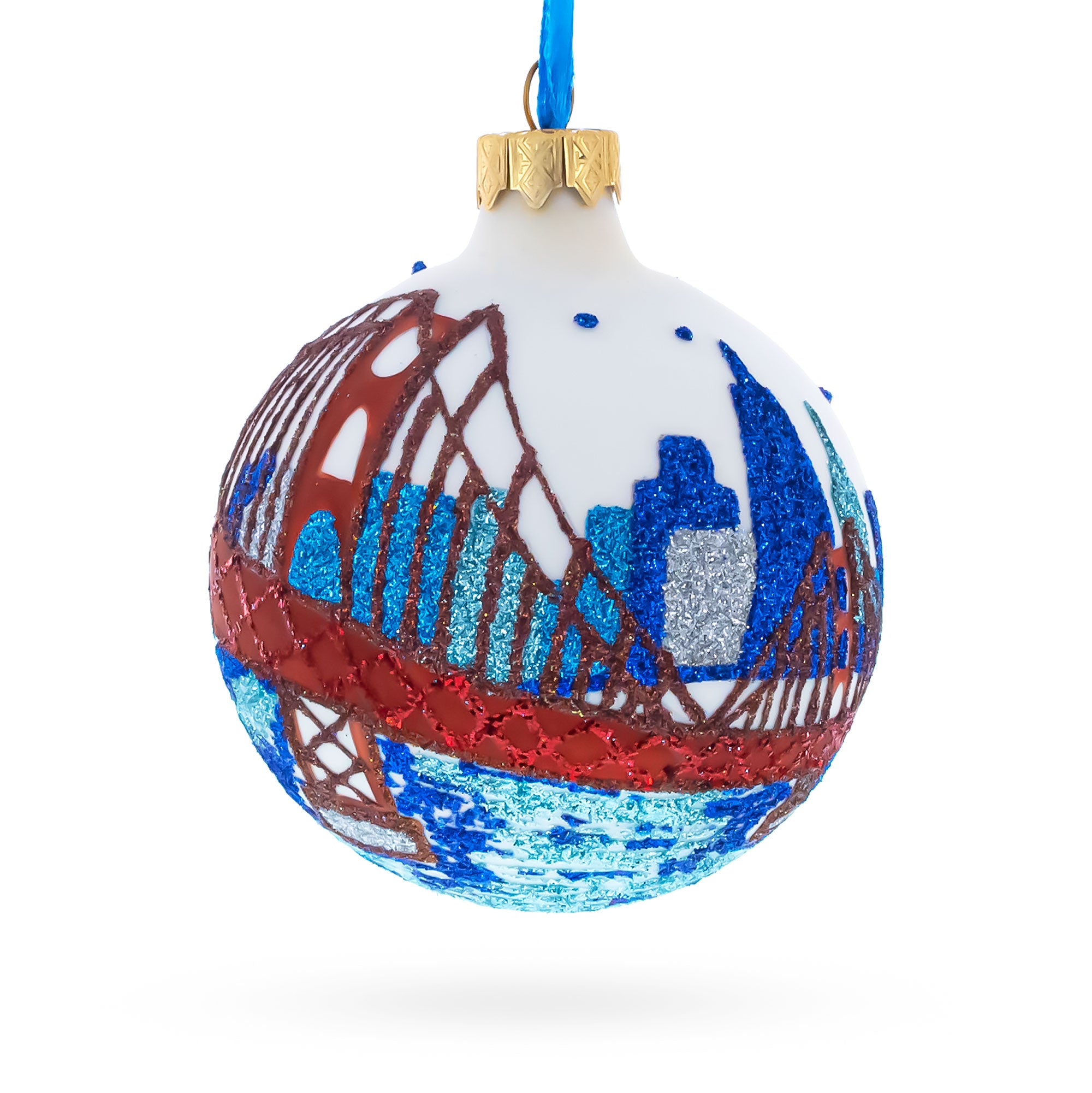 San Francisco, California, USA Glass Christmas Ornament 3.25 Inches in Multi color Round