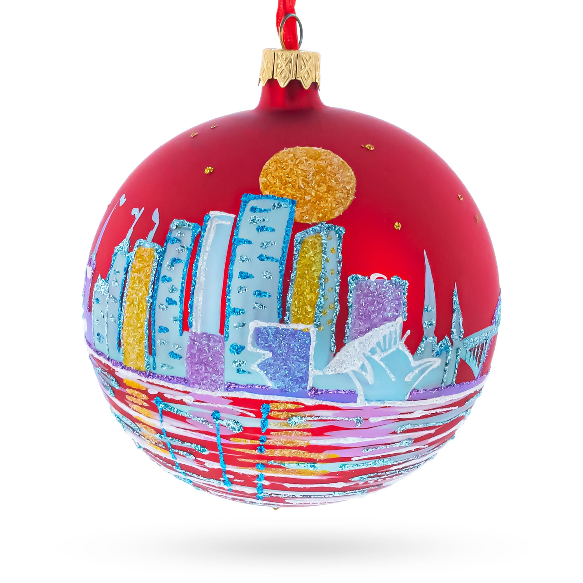 Milwaukee, Wisconsin, USA Glass Ball Christmas Ornament 4 Inches in Multi color Round
