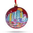 Glass Milwaukee, Wisconsin, USA Glass Ball Christmas Ornament 4 Inches in Multi color Round