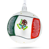 Flag of Mexico Glass Ball Christmas Ornament 4 Inches in Multi color Round