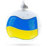 Flag of Ukraine Blown Glass Ball Christmas Ornament 4 Inches in Multi color, Round shape