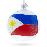 Flag of Philippines Glass Ball Christmas Ornament 4 Inches in Multi color Round