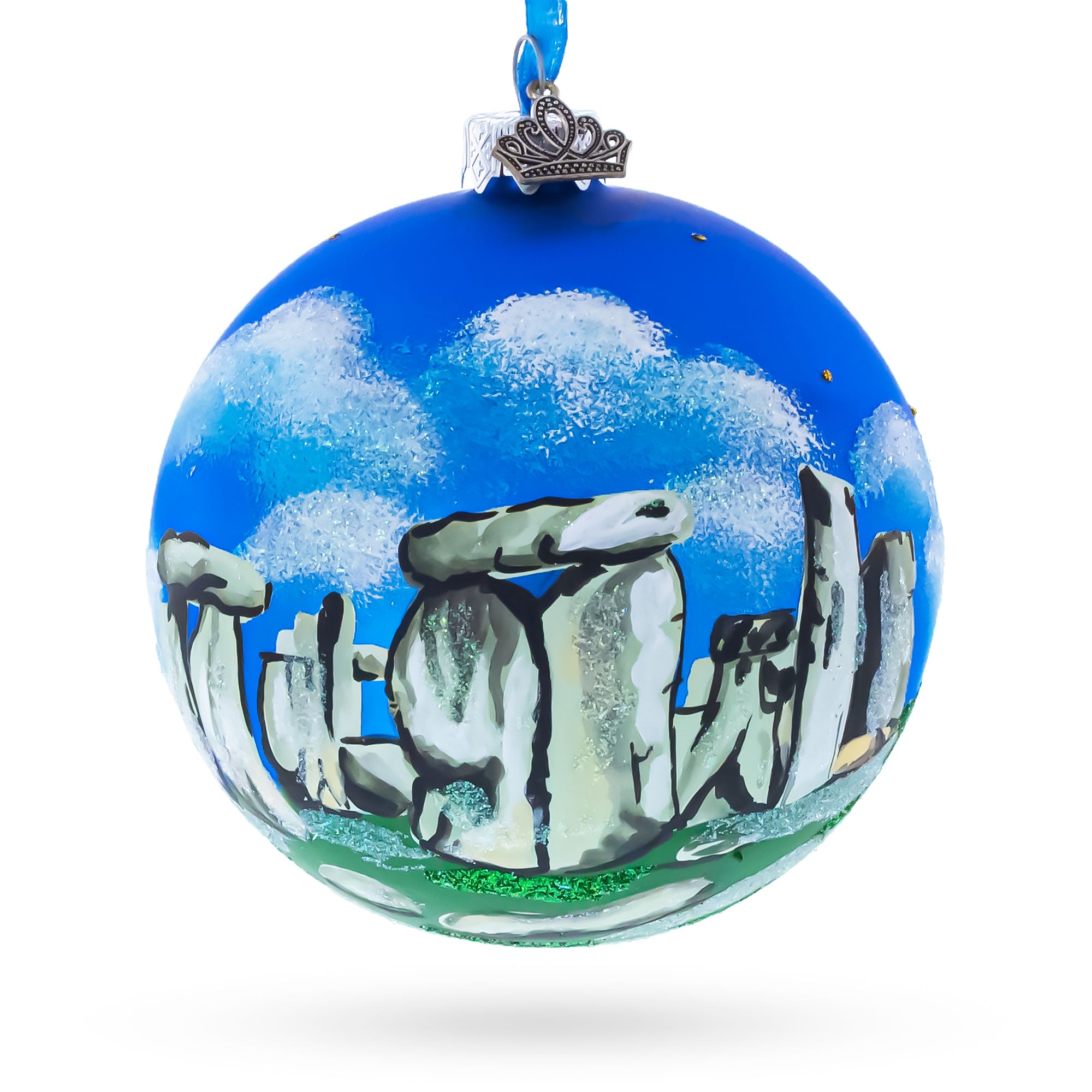 Stonehenge, United Kingdom Glass Ball Christmas Ornament 4 Inches in Multi color Round