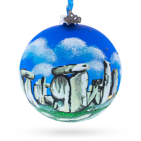 Stonehenge, England, Great Britain Glass Ball Christmas Ornament 4 Inches in Multi color Round