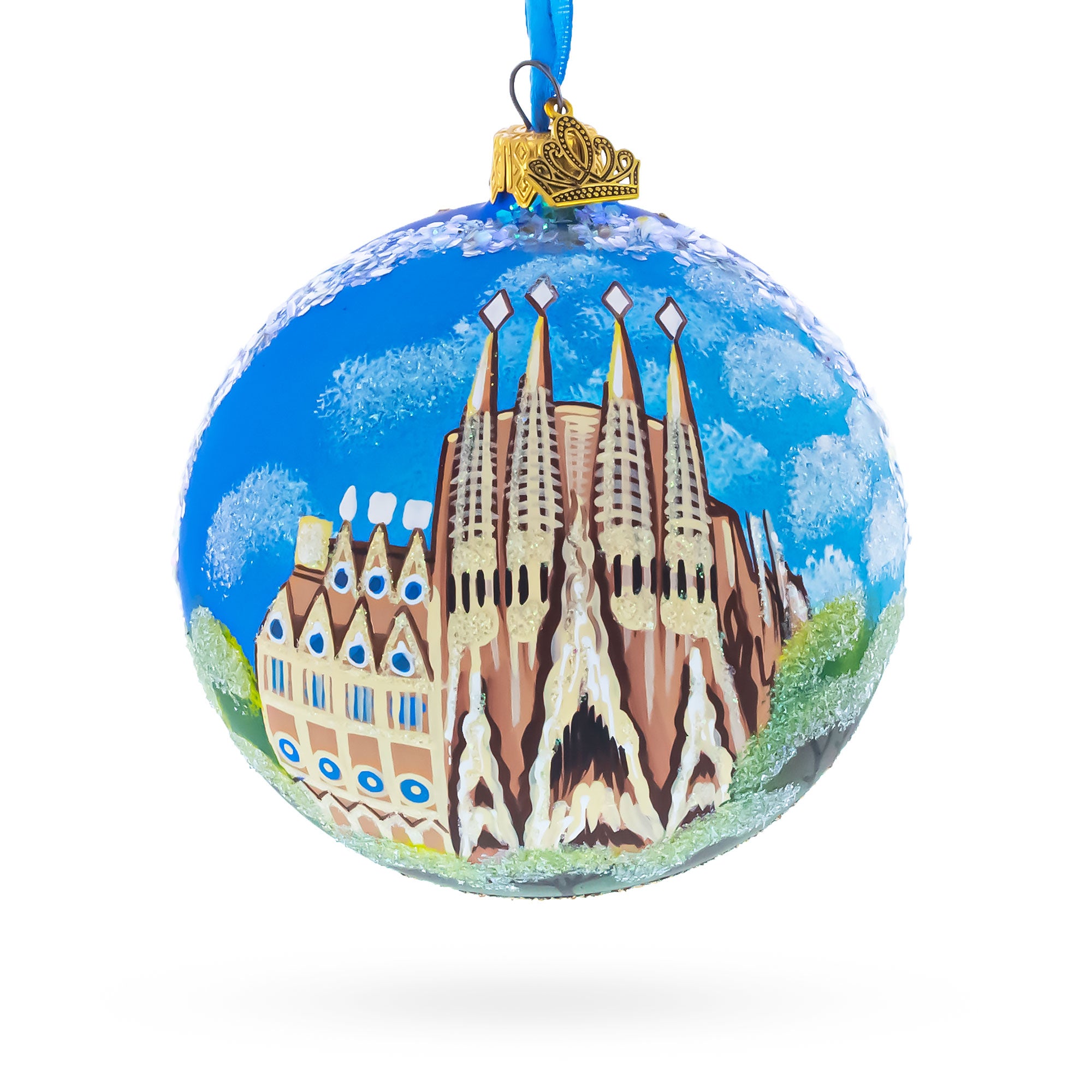 La Sagrada Familia, Barcelona, Spain Glass Ball Christmas Ornament 4 Inches in Multi color Round