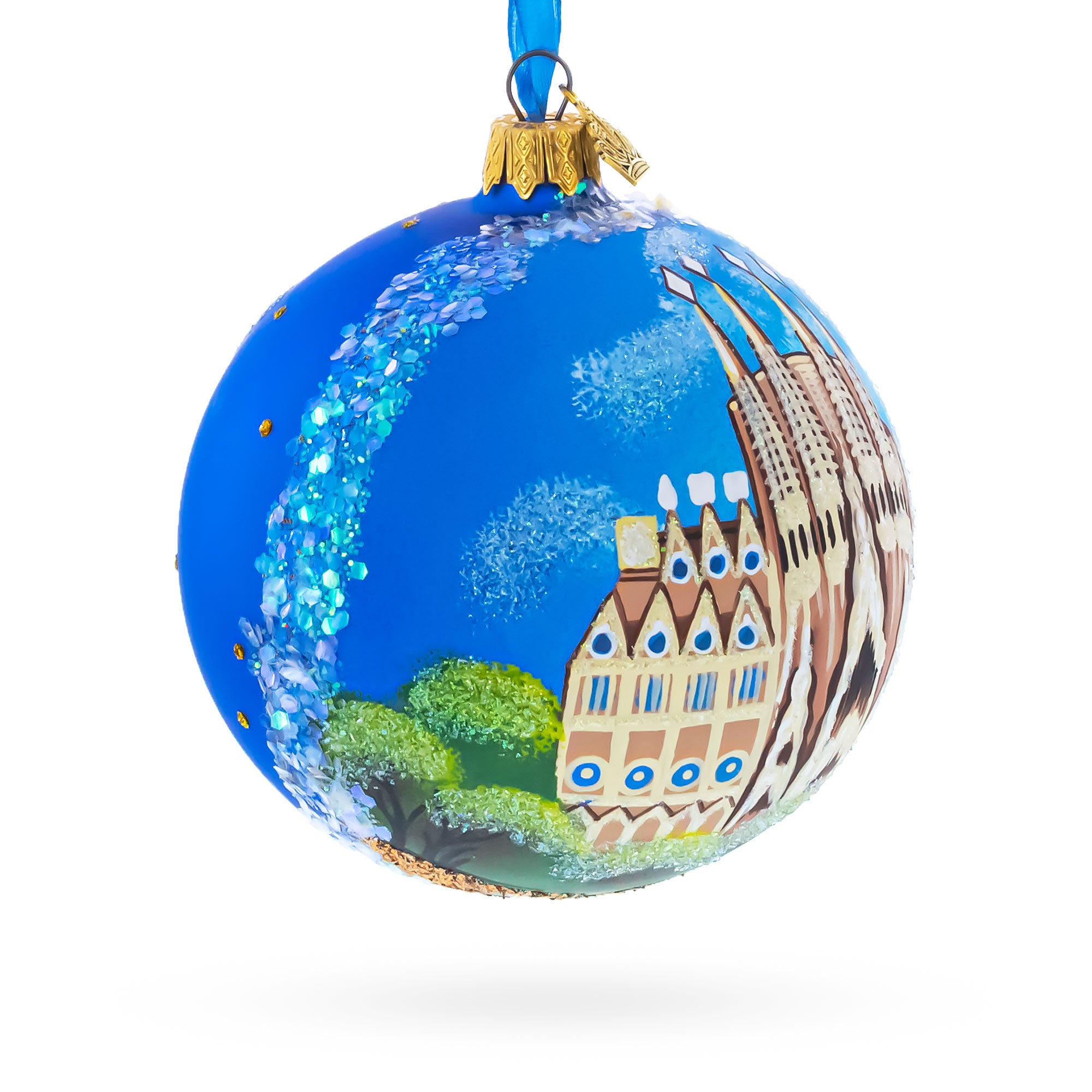 La Sagrada Familia, Barcelona, Spain Glass Ball Christmas Ornament 4 InchesUkraine , dimensions in inches: 4 x 4 x 4