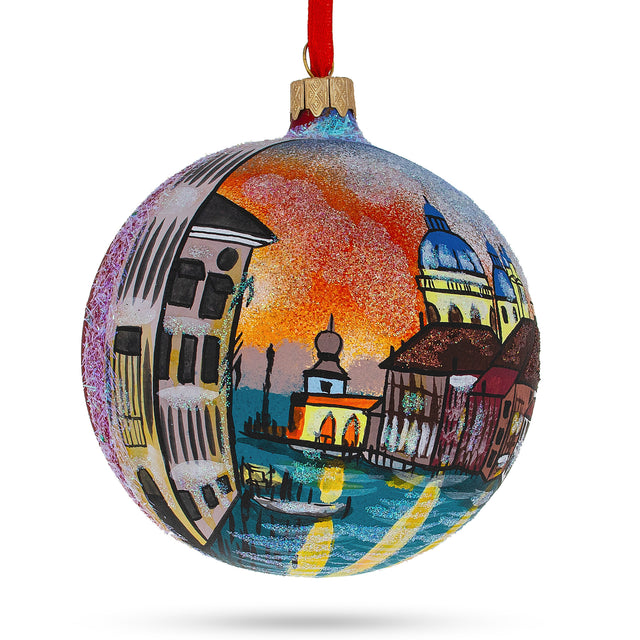 Glass Venetia, Italy Glass Ball Christmas Ornament 4 Inches in Multi color Round