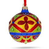 Glass Kaleidoscope Dreams: Multicolor Bejeweled Blown Glass Ball Christmas Ornament 3.25 Inches in Multi color Round