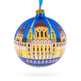 Budapest Parliament, Hungary Glass Ball Christmas Ornament 4 Inches in Multi color Round