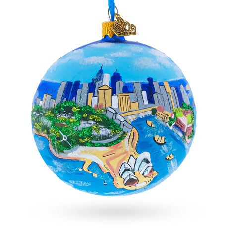 Sydney, Australia Glass Ball Christmas Ornament 4 Inches in Multi color Round