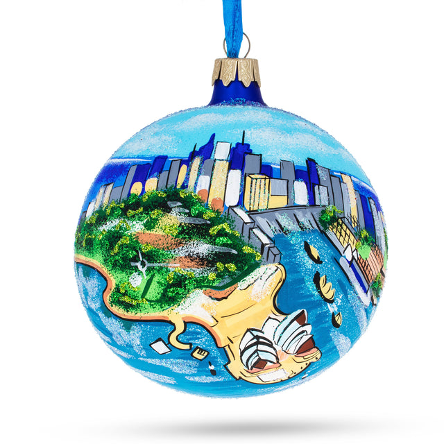 Sydney, Australia Glass Ball Christmas Ornament 4 Inches in Multi color, Round shape