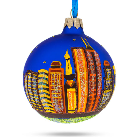 Glass Indianapolis, Indiana, USA Glass Christmas Ornament 3.25 Inches in Multi color Round