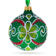 Flowers on Green Glass Ball Christmas Ornament 3.25 Inches in Green color Round
