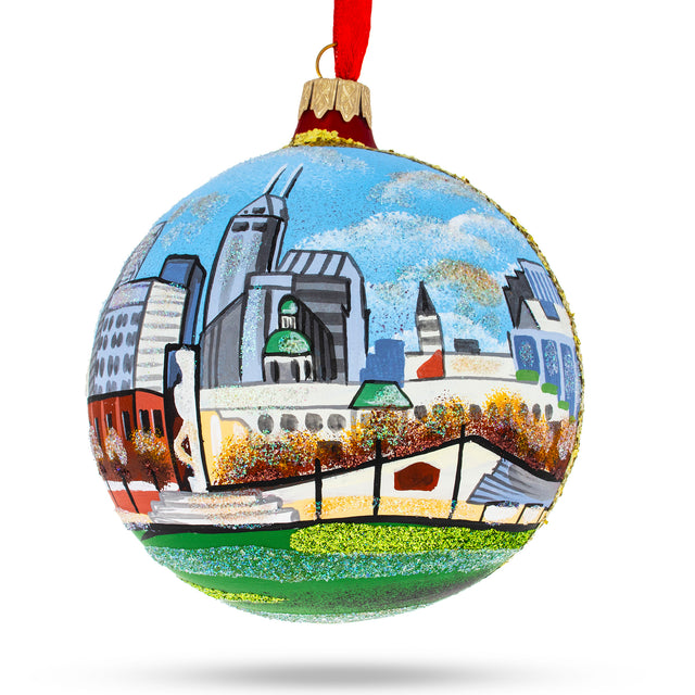 Indianapolis, Indiana, USA Glass Ball Christmas Ornament 4 Inches in Multi color, Round shape