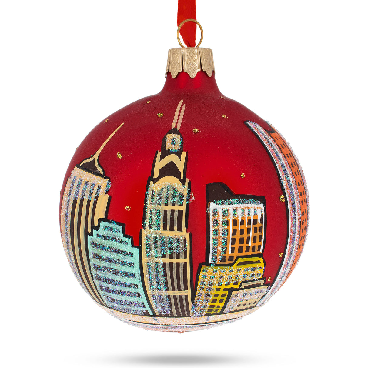 Columbus, Ohio, USA Glass Christmas Ornament 3.25 Inches in Multi color, Round shape
