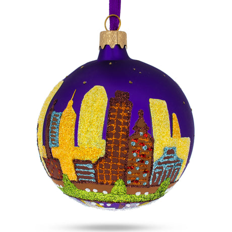 Baltimore, Maryland, USA Glass Christmas Ornament 3.25 Inches in Multi color Round