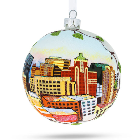 Glass El Paso, Texas, USA Glass Ball Christmas Ornament 4 Inches in Multi color Round