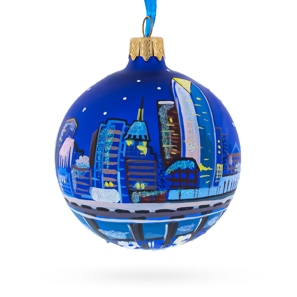Oklahoma City, Oklahoma, USA Glass Christmas Ornament 3.25 Inches in Multi color Round