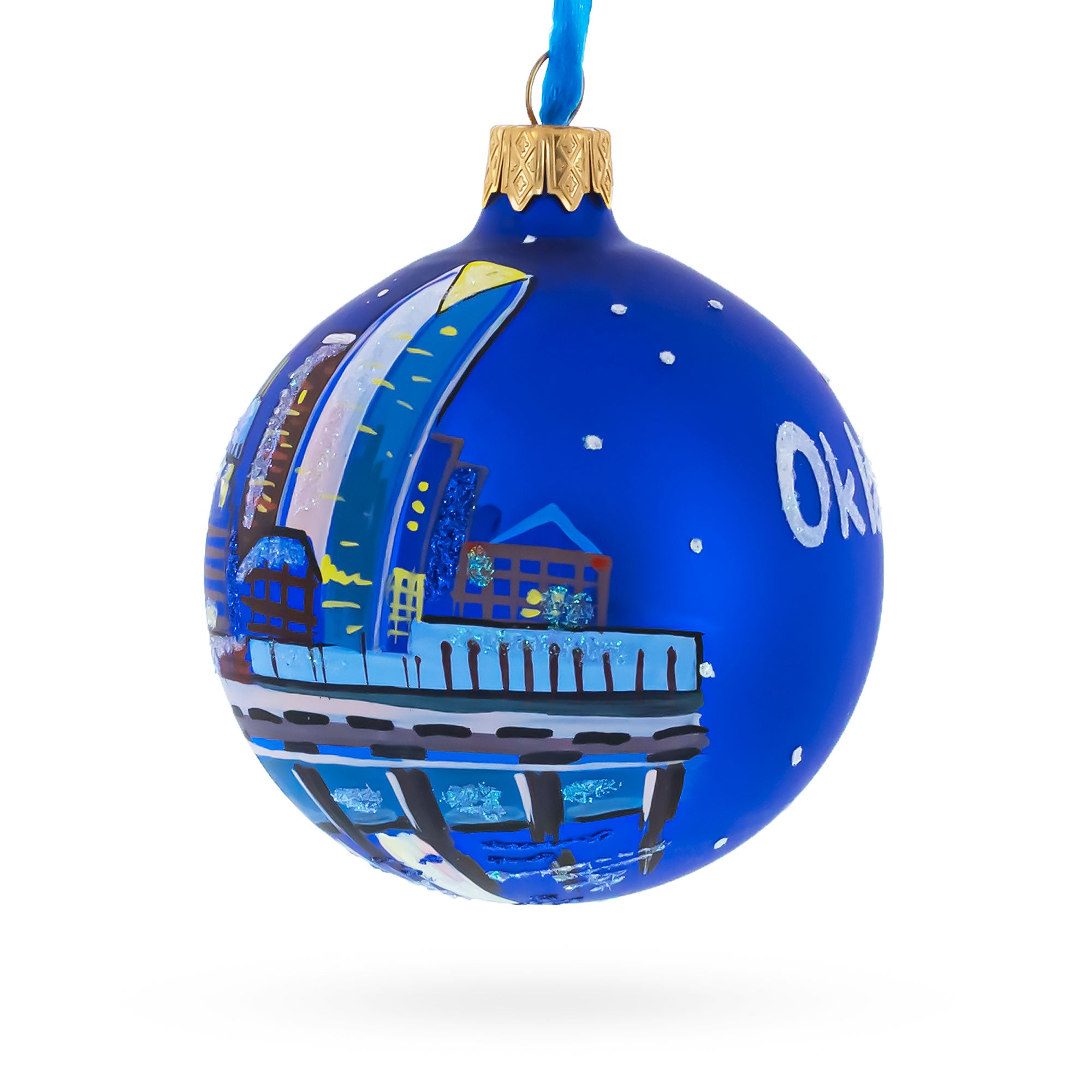 Oklahoma City, Oklahoma, USA Glass Christmas Ornament 3.25 InchesUkraine , dimensions in inches: 3.25 x 3.25 x 3.25