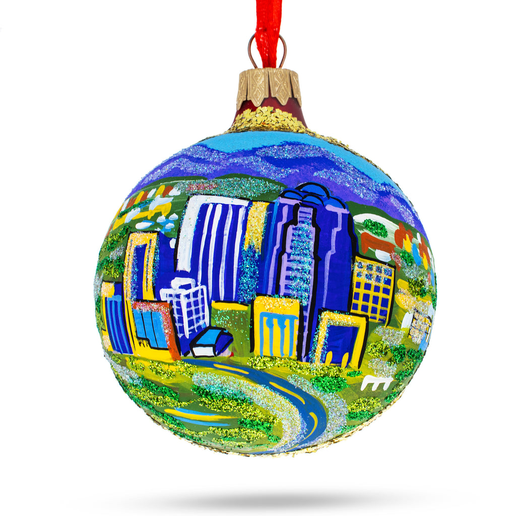 Tucson, Arizona, USA Glass Ball Christmas Ornament 3.25 Inches in Multi color Round