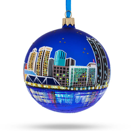 Virginia Beach, Virginia, USA Glass Ball Christmas Ornament 4 Inches in Multi color Round