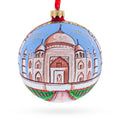 Taj Mahal, India Glass Ball Christmas Ornament 4 Inches in Multi color Round