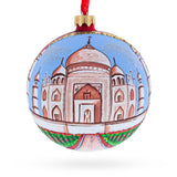 Taj Mahal, India Glass Ball Christmas Ornament 4 Inches in Multi color Round