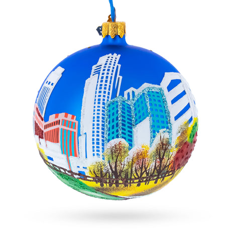 Omaha, Nebraska, USA Glass Ball Christmas Ornament 4 Inches in Multi color Round