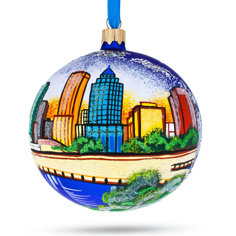 Tampa, Florida, USA Glass Ball Christmas Ornament 4 Inches in Multi color Round