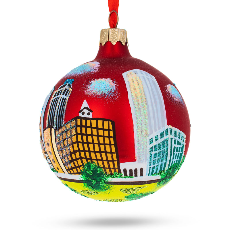 Buy Online Gift Shop Tulsa, Oklahoma, USA Glass Christmas Ornament 3.25 Inches