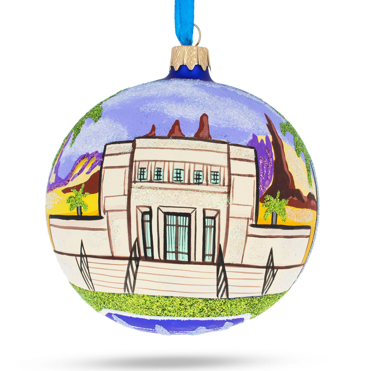 Mesa, Arizona, USA Glass Ball Christmas Ornament 4 Inches in Multi color, Round shape