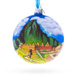 Machu Picchu, Peru Glass Christmas Ball Ornament 4 Inches in  color Round