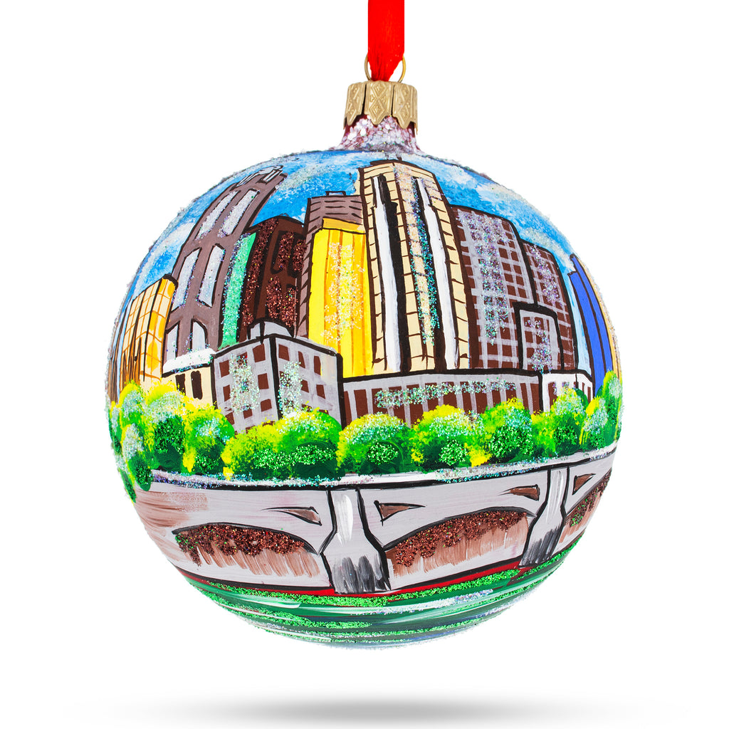 Glass Melbourne, Australia Glass Ball Christmas Ornament 4 Inches in Multi color Round