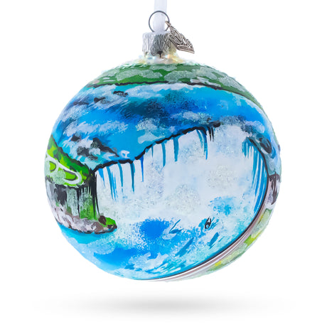 Niagara Falls, Canada USA Glass Ball Christmas Ornament 4 Inches in Multi color Round