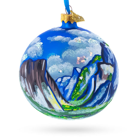Yosemite National Park, Sierra Nevada California Glass Ball Christmas Ornament 4 Inches in Multi color Round