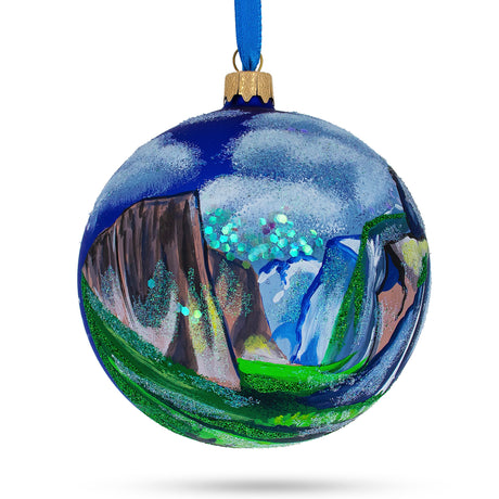 Yosemite National Park, Sierra Nevada California Glass Ball Christmas Ornament 4 Inches in Multi color, Round shape