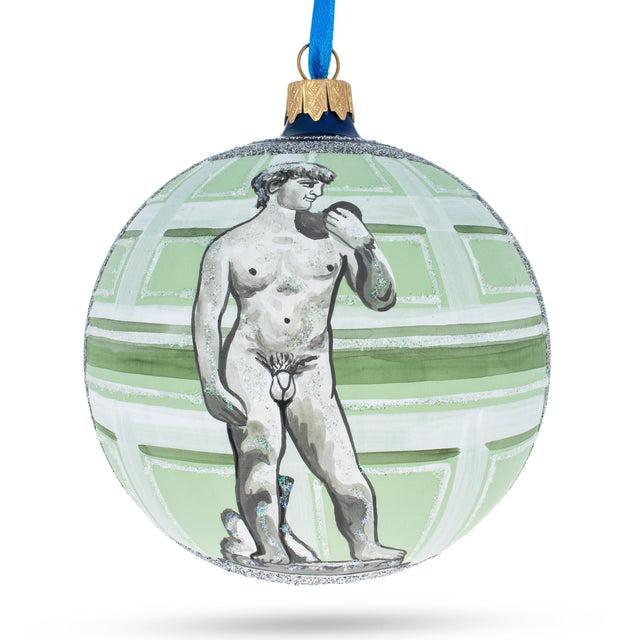 Michelangelo's 'David' Sculpture Blown Glass Ball Christmas Ornament 4 Inches in Multi color, Round shape
