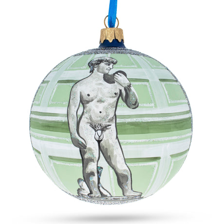Michelangelo's 'David' Sculpture Glass Ball Christmas Ornament 4 Inches in Multi color Round