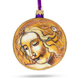 Glass Leonardo Da Vinci's 'Head of A Woman' Blown Glass Ball Christmas Ornament 4 Inches in Orange color Round