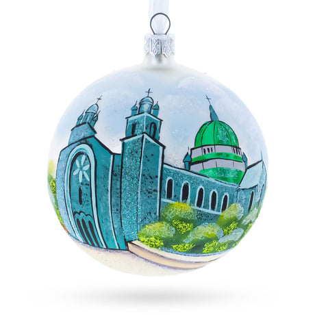 Galway Cathedral, Ireland Glass Ball Christmas Ornament 4 Inches in Green color Round