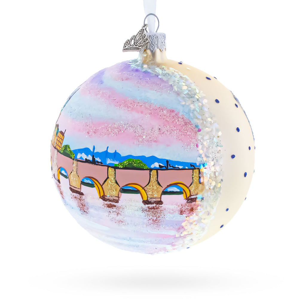 Karluv Most, Prague, Czech Republic Glass Ball Christmas Ornament 4 InchesUkraine , dimensions in inches: 4 x 4 x 4