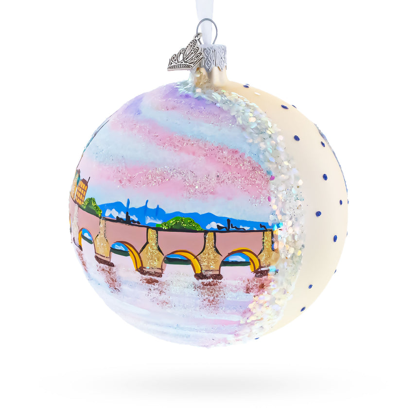 Karluv Most, Prague, Czech Republic Glass Ball Christmas Ornament 4 InchesUkraine , dimensions in inches: 4 x 4 x 4