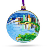 Stanley Park, Vancouver, Canada Glass Ball Christmas Ornament 4 Inches in Blue color Round