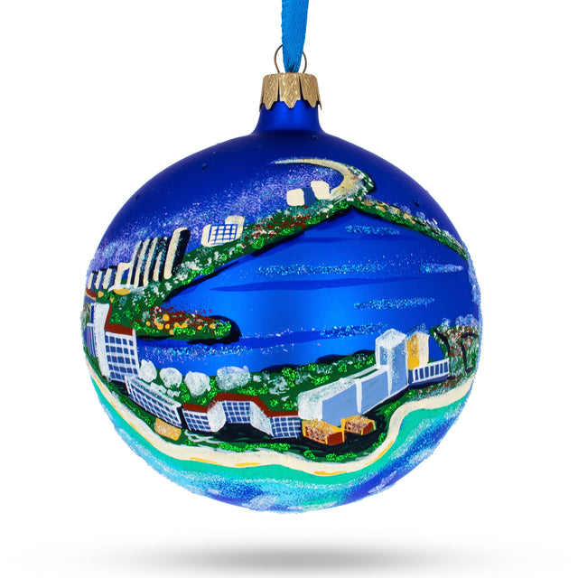 Glass Cancun, Mexico Glass Ball Christmas Ornament 4 Inches in Multi color Round