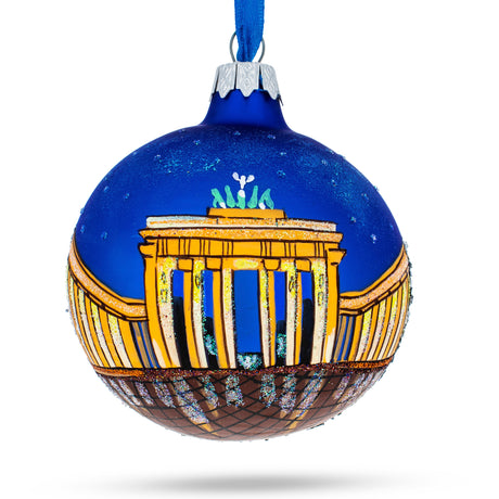 Brandenburg Gate, Berlin, Germany Glass Ball Christmas Ornament 3.25 Inches in Multi color Round