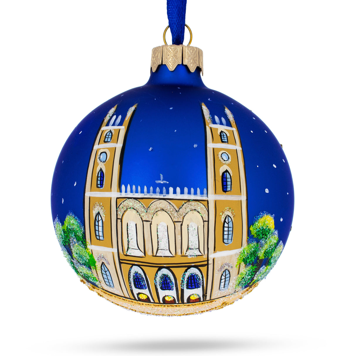 Glass Notre-Dame Basilica, Montreal, Canada Glass Ball Christmas Ornament 3.25 Inches in Multi color Round